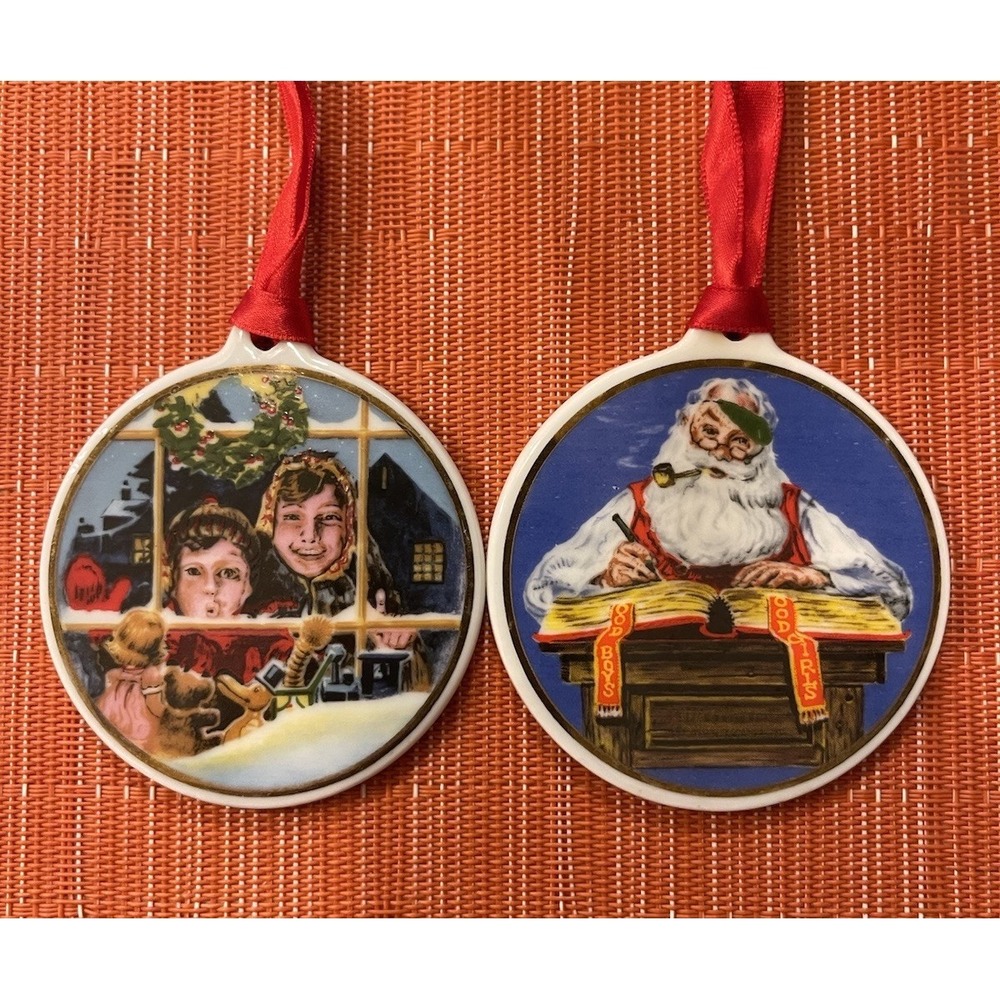 1984 Norman Rockwell Museum Ceramic Christmas Ornaments High Hopes Checking List
